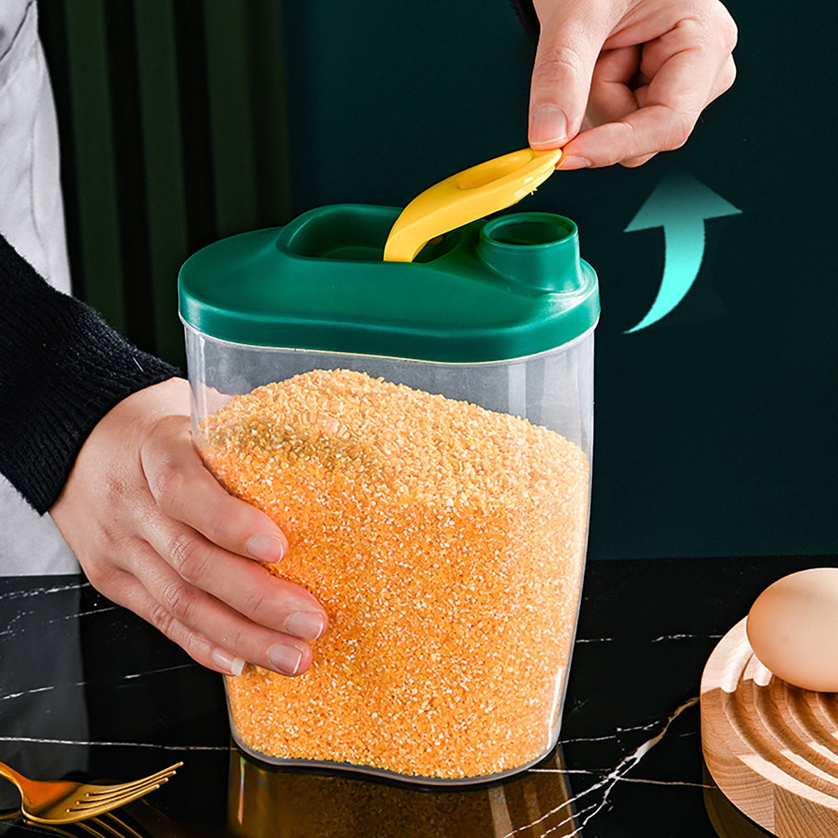 Airtight Cereal Dispenser with Pouring Spout, 1 L / 34 oz Clear Dry Food Container - Image 6