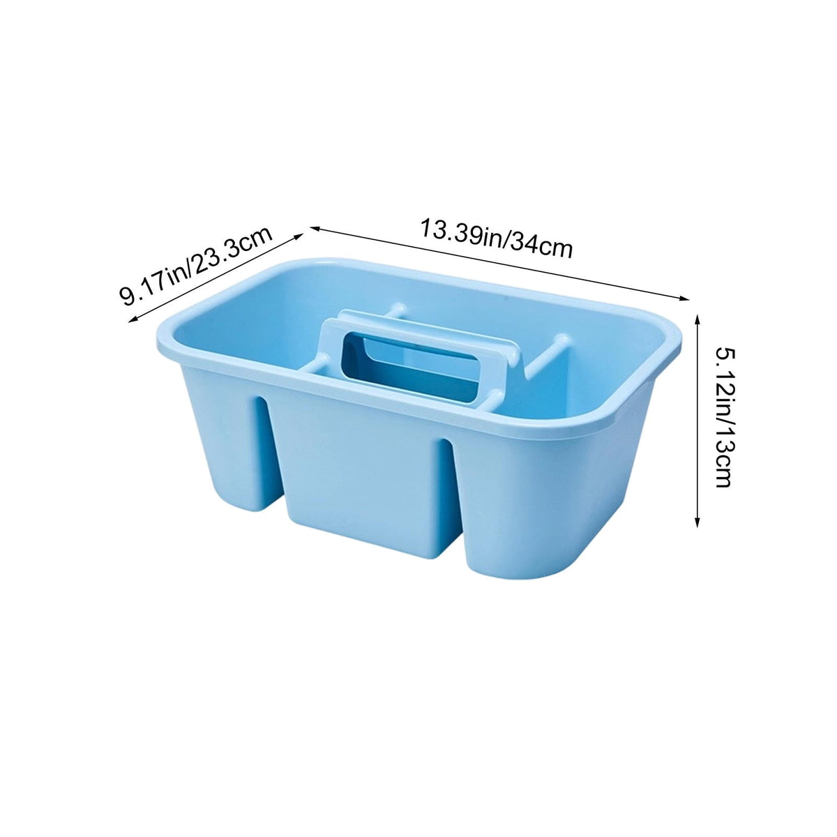 Divided Cleaning Caddy with Handle, Portable Plastic Tote for Household Supplies, Blue - Image 6