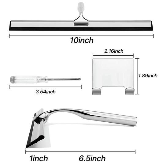 Stainless Steel Shower Squeegee, 10 Inch Blade for Glass Doors, Mirrors and Windows - Image 2