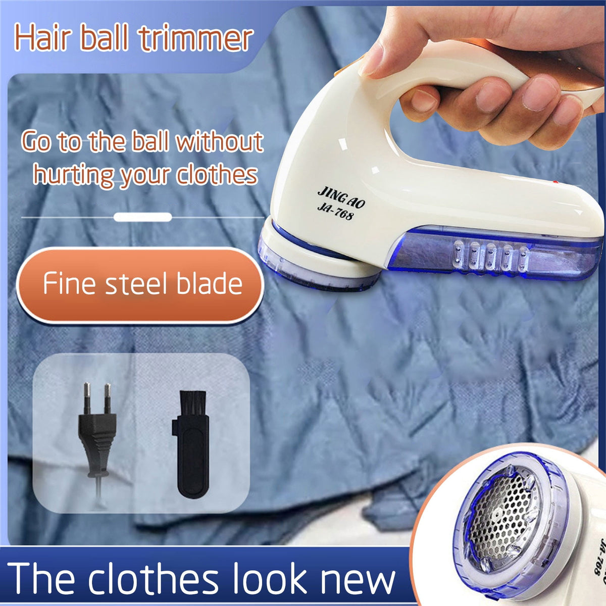Plug-In Electric Fabric Shaver with Stainless Steel Blade and Detachable Lint Collector - Image 2