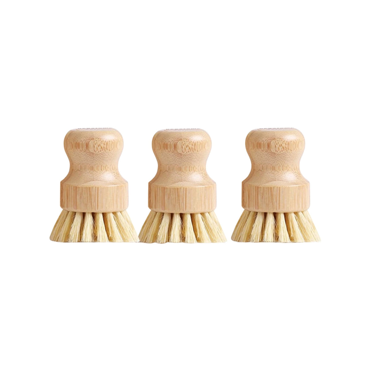 Bamboo Handle Sisal Scrub Brush Set, 3 Natural-Fibre Dish Brushes for Pots and Pans