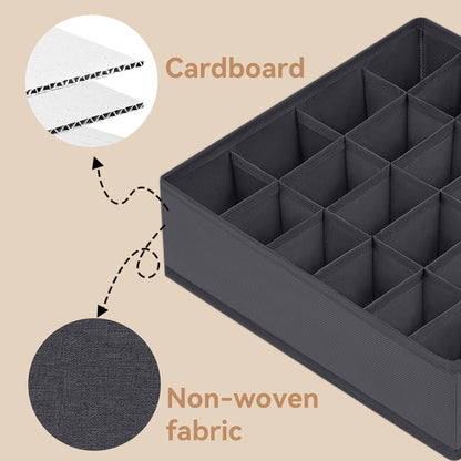 Fabric Drawer Dividers for Socks and Underwear, 2-Pack of 24-Cell Foldable Organizers - Image 3