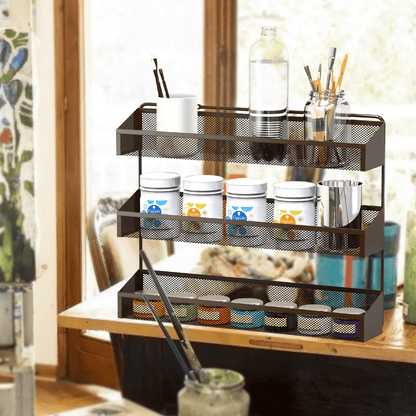 3-Tier Metal Spice Rack, 2-Pack Countertop Stand or Wall-Mounted Shelf, Bronze - Image 4