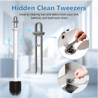 Silicone Toilet Brush and Ventilated Holder Set with Crevice Brush for Bathroom Cleaning - Image 2