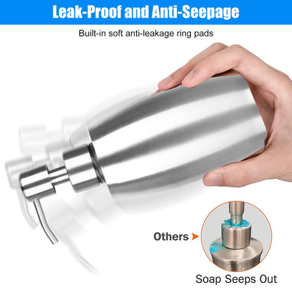Stainless Steel Pump Soap Dispenser, 375 ml Refillable Bottle for Kitchen and Bathroom Sinks - Image 5