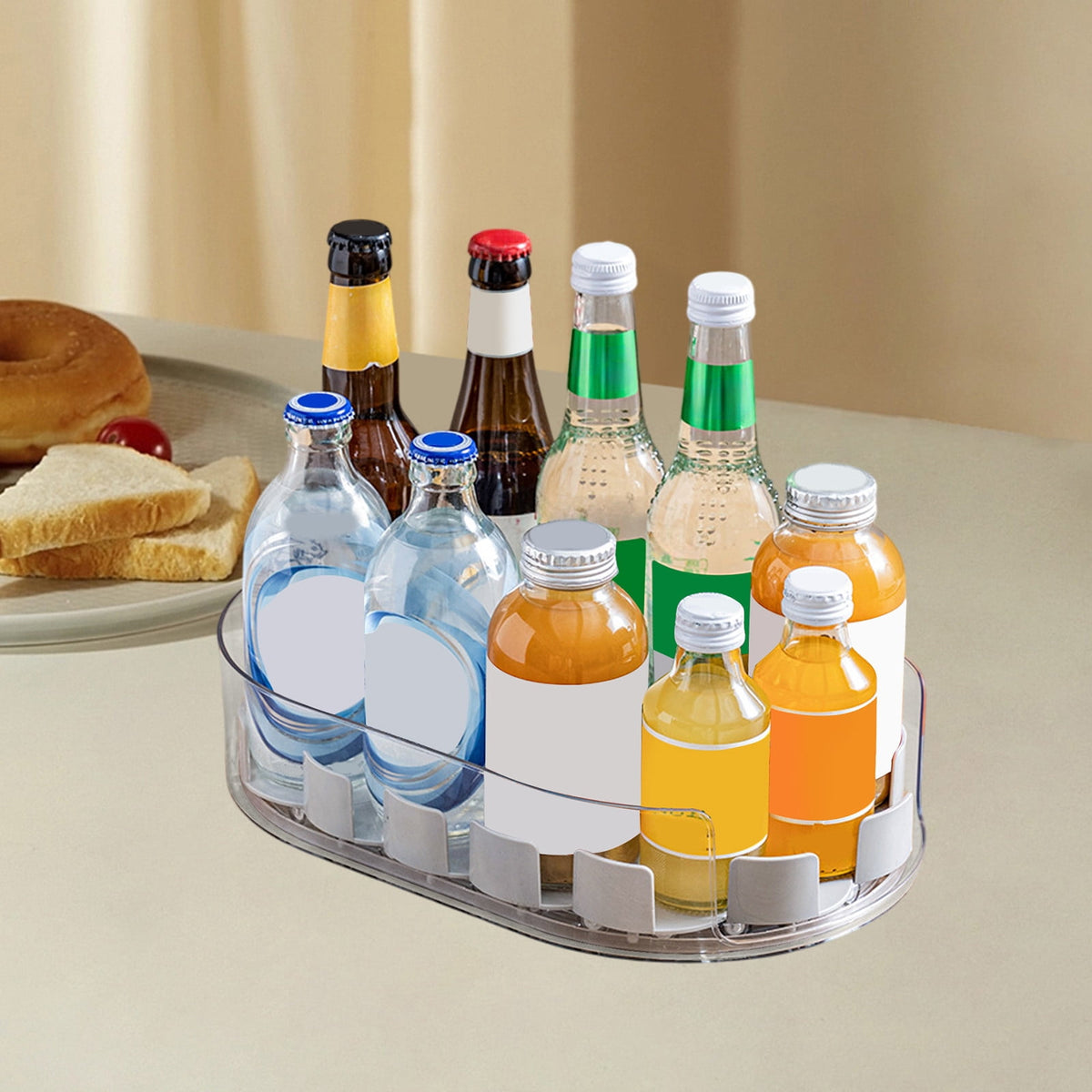 Clear Lazy Susan Turntable for Cabinets and Fridge, 12.9 x 8.46 x 2.87 Inch Rotating Tray - Image 2