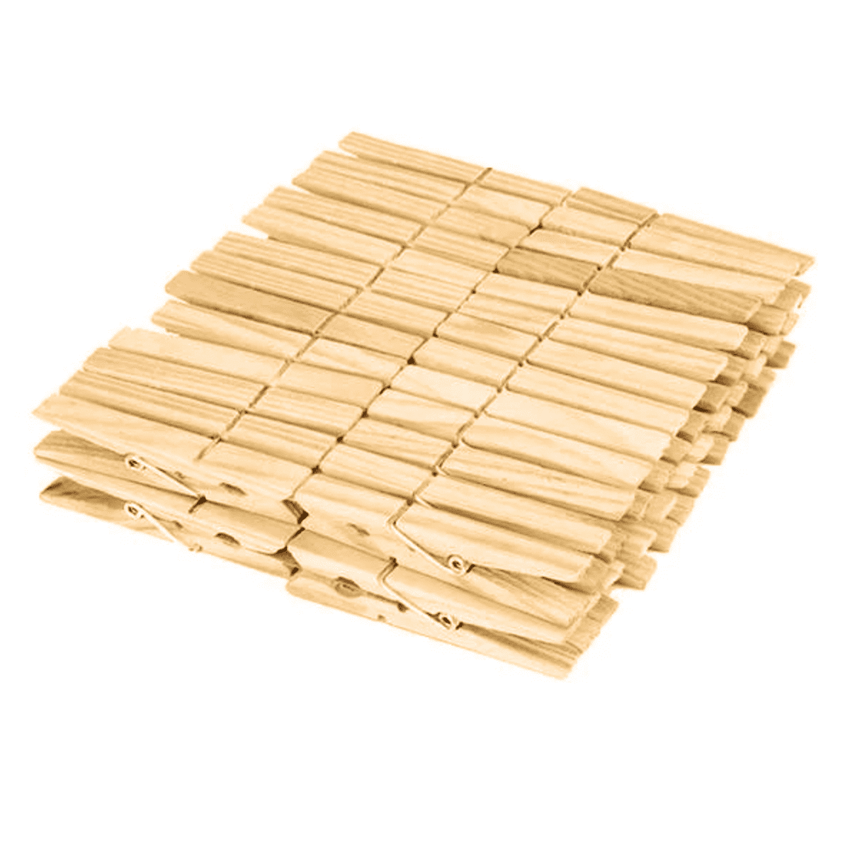Wooden Spring Clothespins, 50-Count Moisture-Resistant Hardwood Pegs with Coil Springs