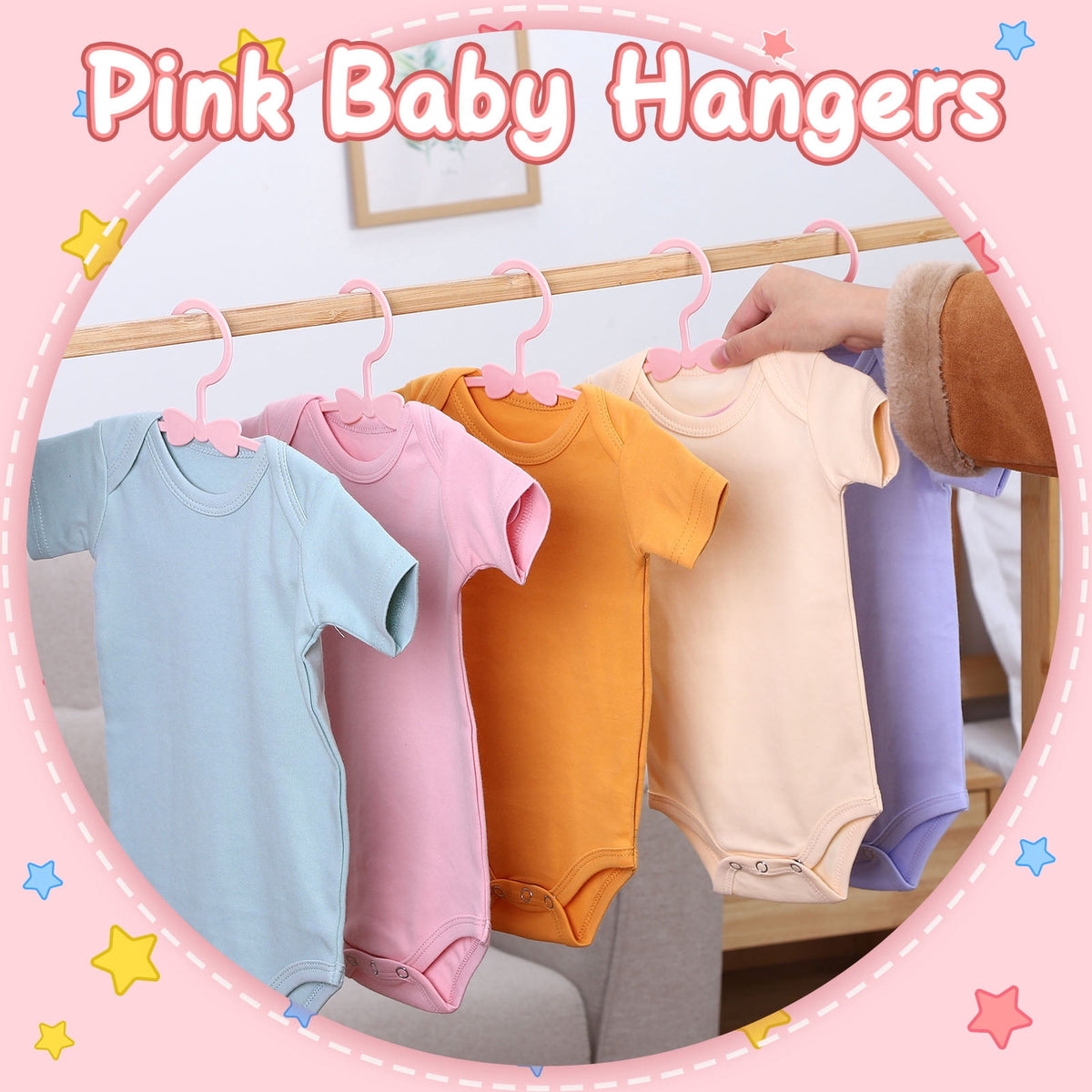 Plastic Baby Clothes Hangers, 50-Pack Non-Slip Notched Hangers for Nursery Closets, Pink - Image 6
