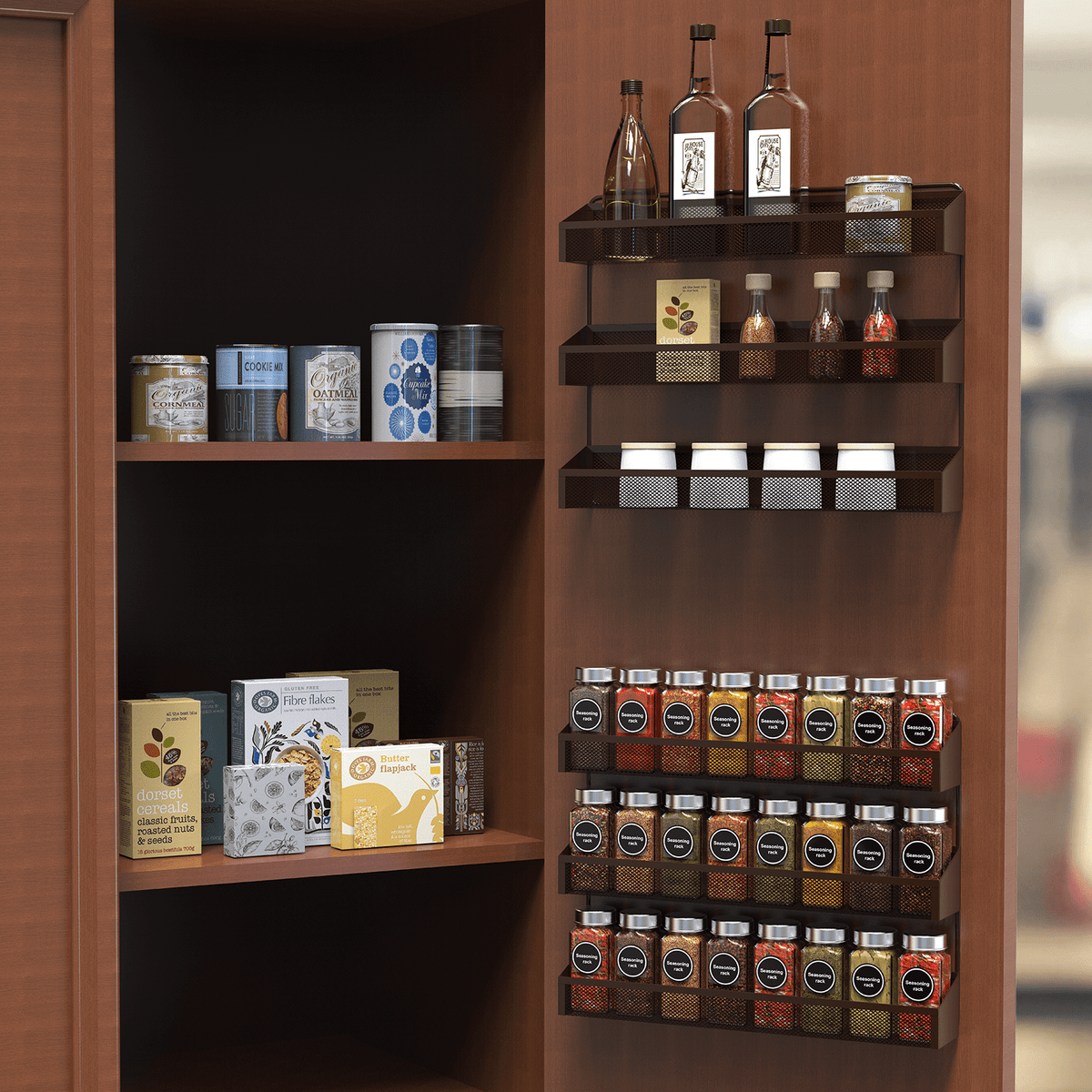 3-Tier Metal Spice Rack, 2-Pack Countertop Stand or Wall-Mounted Shelf, Bronze - Image 6