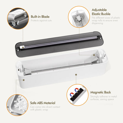 Magnetic Wrap Dispenser with Slide Cutter for Plastic Wrap and Foil, Fridge Mount - Image 3