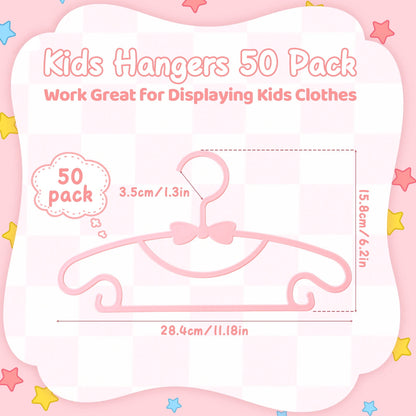 Plastic Baby Clothes Hangers, 50-Pack Non-Slip Notched Hangers for Nursery Closets, Pink - Image 3
