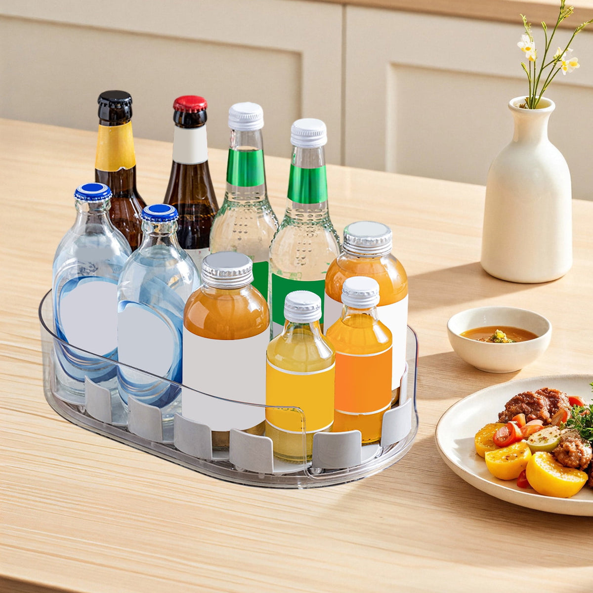 Clear Lazy Susan Turntable for Cabinets and Fridge, 12.9 x 8.46 x 2.87 Inch Rotating Tray - Image 3