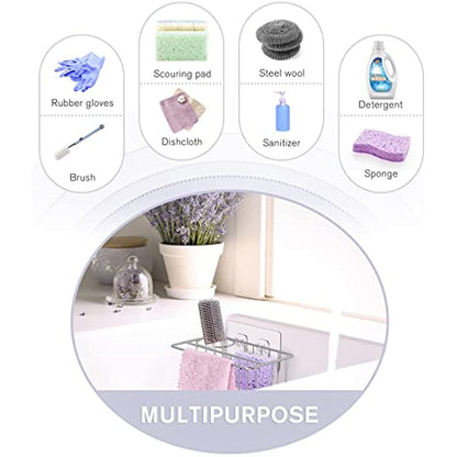 Adhesive Stainless Steel Sink Caddy for Sponges and Brushes, Rust-Resistant Drain Rack - Image 5