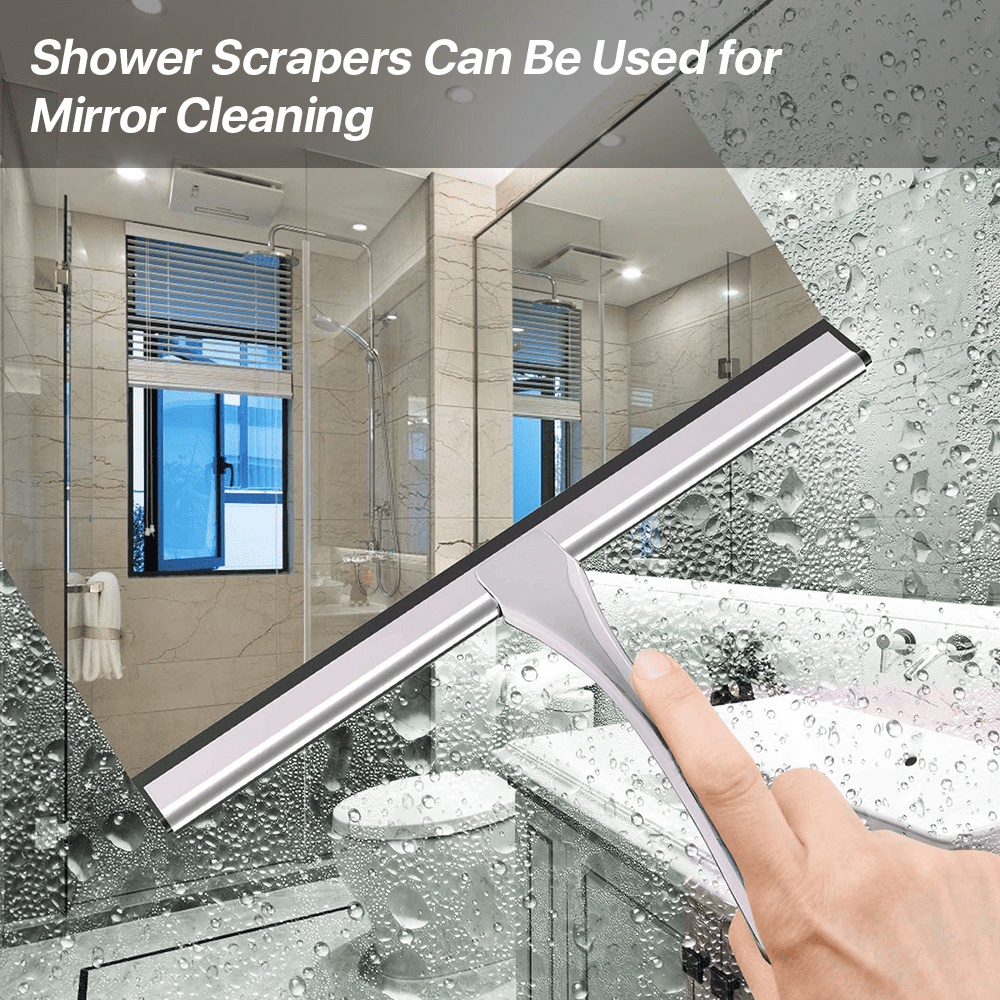 Stainless Steel Shower Squeegee, 10 Inch Blade for Glass Doors, Mirrors and Windows - Image 4