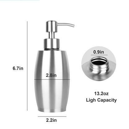 Stainless Steel Pump Soap Dispenser, 375 ml Refillable Bottle for Kitchen and Bathroom Sinks - Image 2