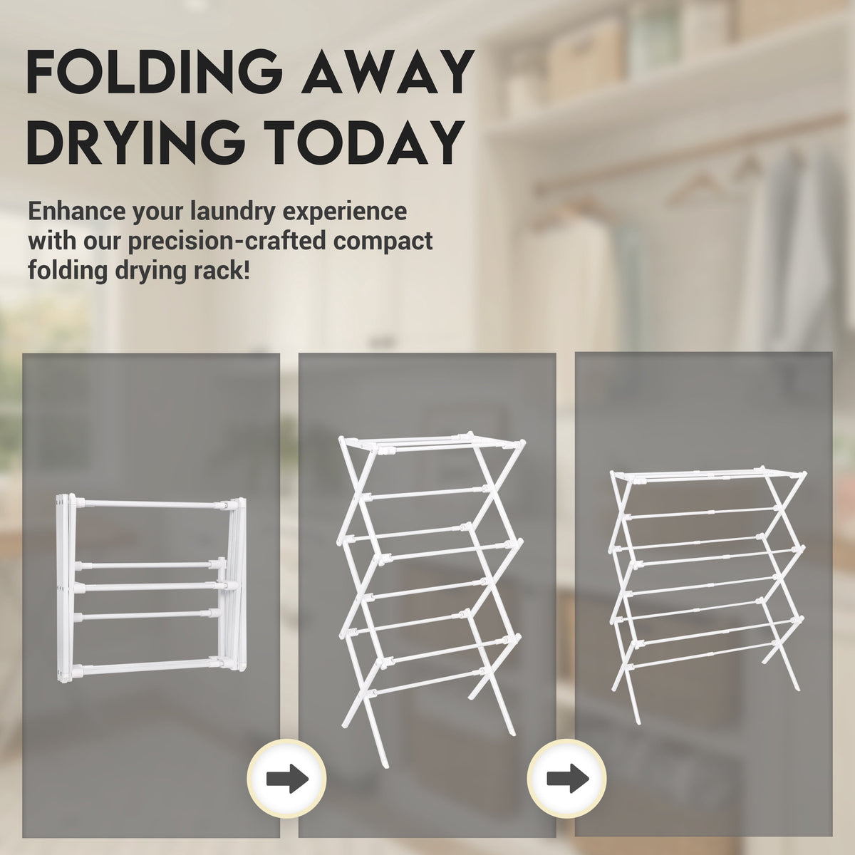 Foldable Metal Clothes Drying Rack, 29 x 11.5 x 37.5 Inch Collapsible Laundry Airer - Image 2