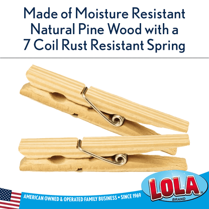 Wooden Spring Clothespins, 50-Count Moisture-Resistant Hardwood Pegs with Coil Springs - Image 2