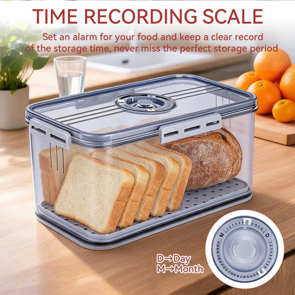 Airtight Bread Box with Date Dial, Countertop Storage Container for Bread and Pastries, Grey - Image 3