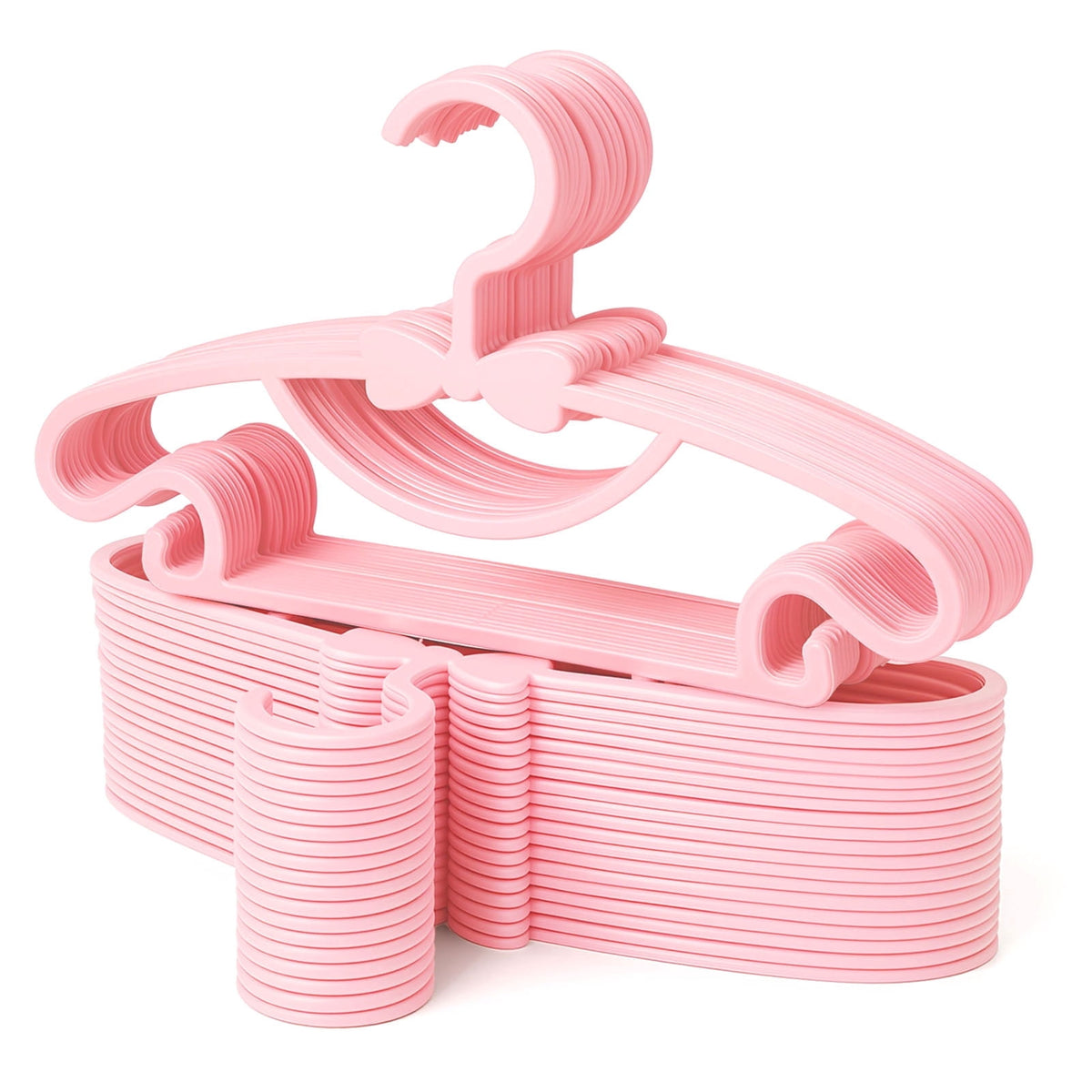 Plastic Baby Clothes Hangers, 50-Pack Non-Slip Notched Hangers for Nursery Closets, Pink