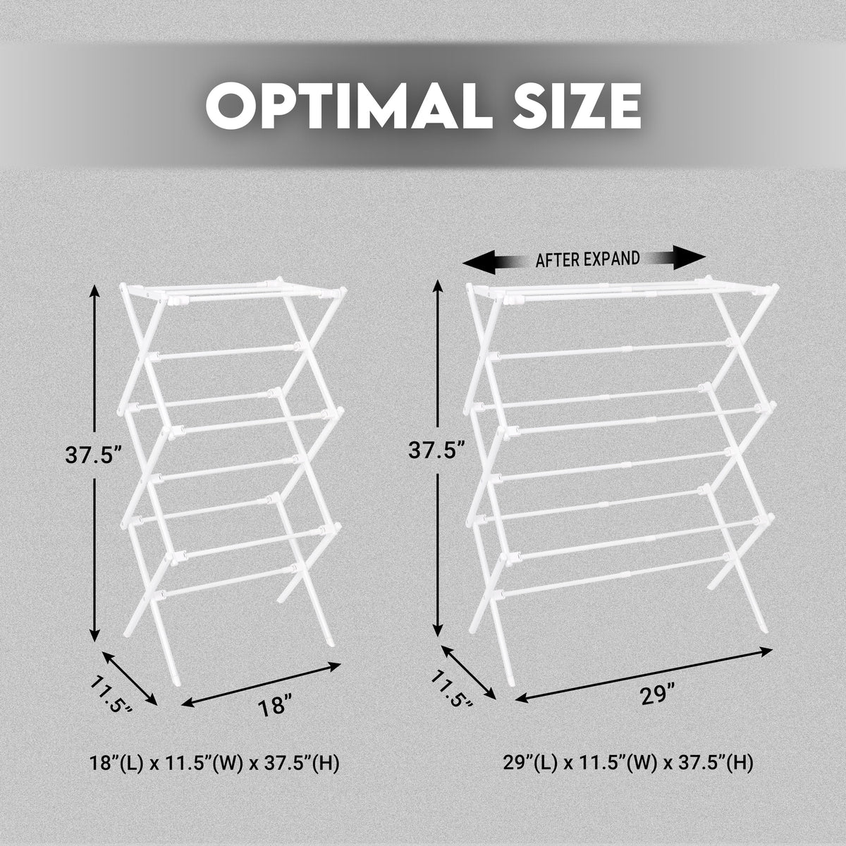 Foldable Metal Clothes Drying Rack, 29 x 11.5 x 37.5 Inch Collapsible Laundry Airer - Image 5