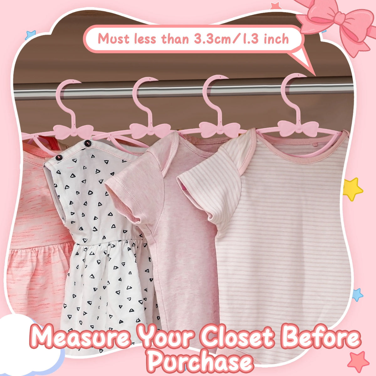Plastic Baby Clothes Hangers, 50-Pack Non-Slip Notched Hangers for Nursery Closets, Pink - Image 5