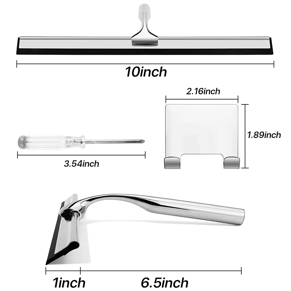 Stainless Steel Shower Squeegee, 10 Inch Blade for Glass Doors, Mirrors and Windows - Image 2