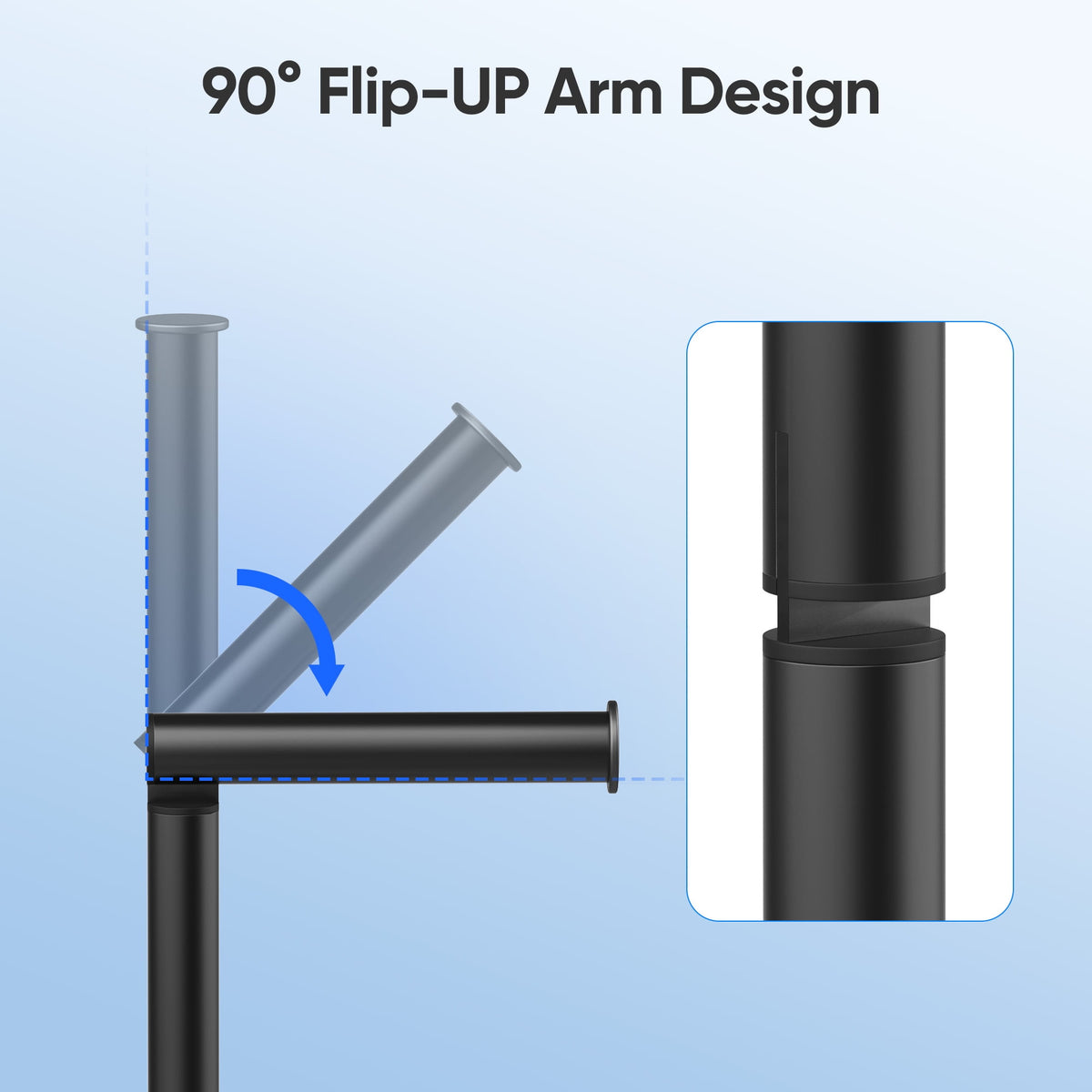 Free-Standing Toilet Paper Holder with Weighted Base and Spare Roll Storage, Black - Image 4