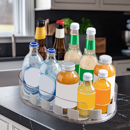 Clear Lazy Susan Turntable for Cabinets and Fridge, 12.9 x 8.46 x 2.87 Inch Rotating Tray - Image 4