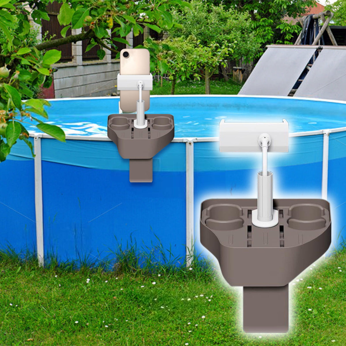 Adjustable Clip-On Bathtub and Hot Tub Tray with Cup and Phone Holders, Drain Holes - Image 5