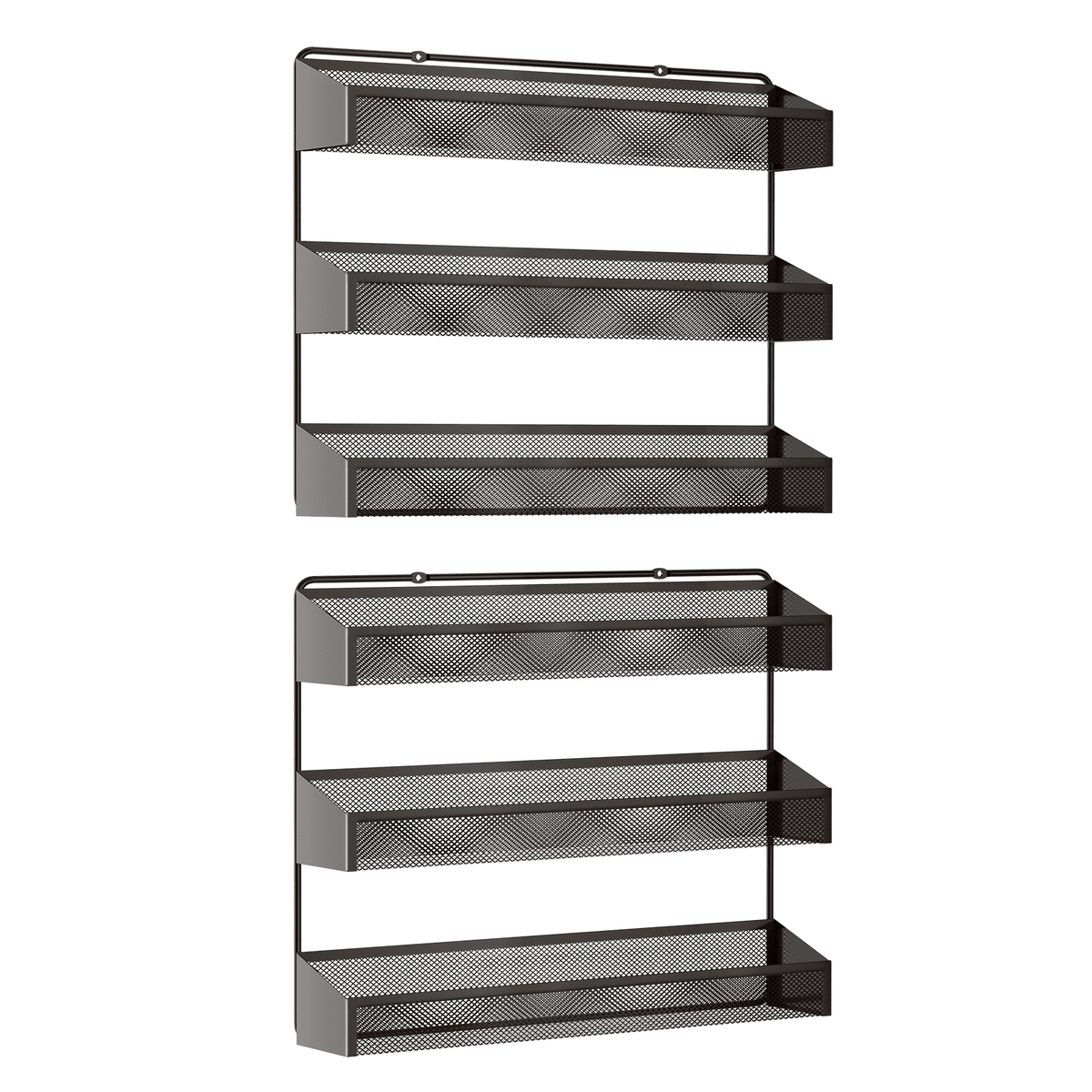3-Tier Metal Spice Rack, 2-Pack Countertop Stand or Wall-Mounted Shelf, Bronze