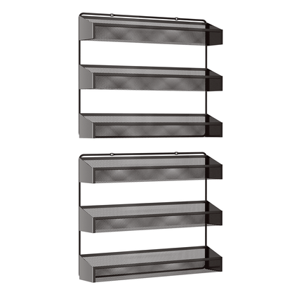3-Tier Metal Spice Rack, 2-Pack Countertop Stand or Wall-Mounted Shelf, Bronze