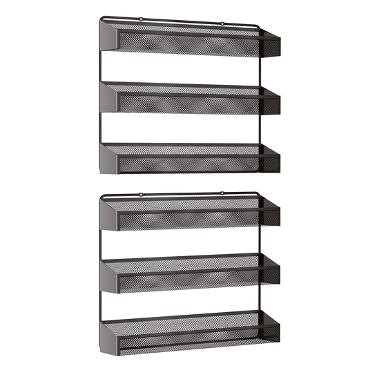 3-Tier Metal Spice Rack, 2-Pack Countertop Stand or Wall-Mounted Shelf, Bronze