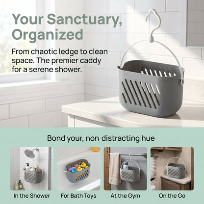 Hanging Shower Caddy with Hook, Water-Resistant Plastic Basket with Drain Holes - Image 6