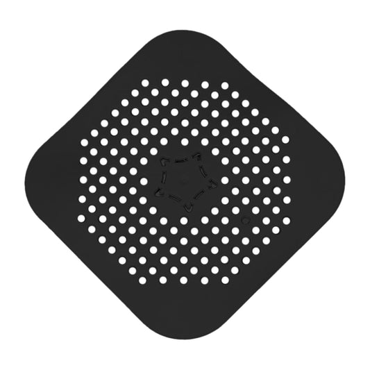 Silicone Hair Catcher Drain Cover for Shower and Bathtub, 5.51 Inch Square, Black