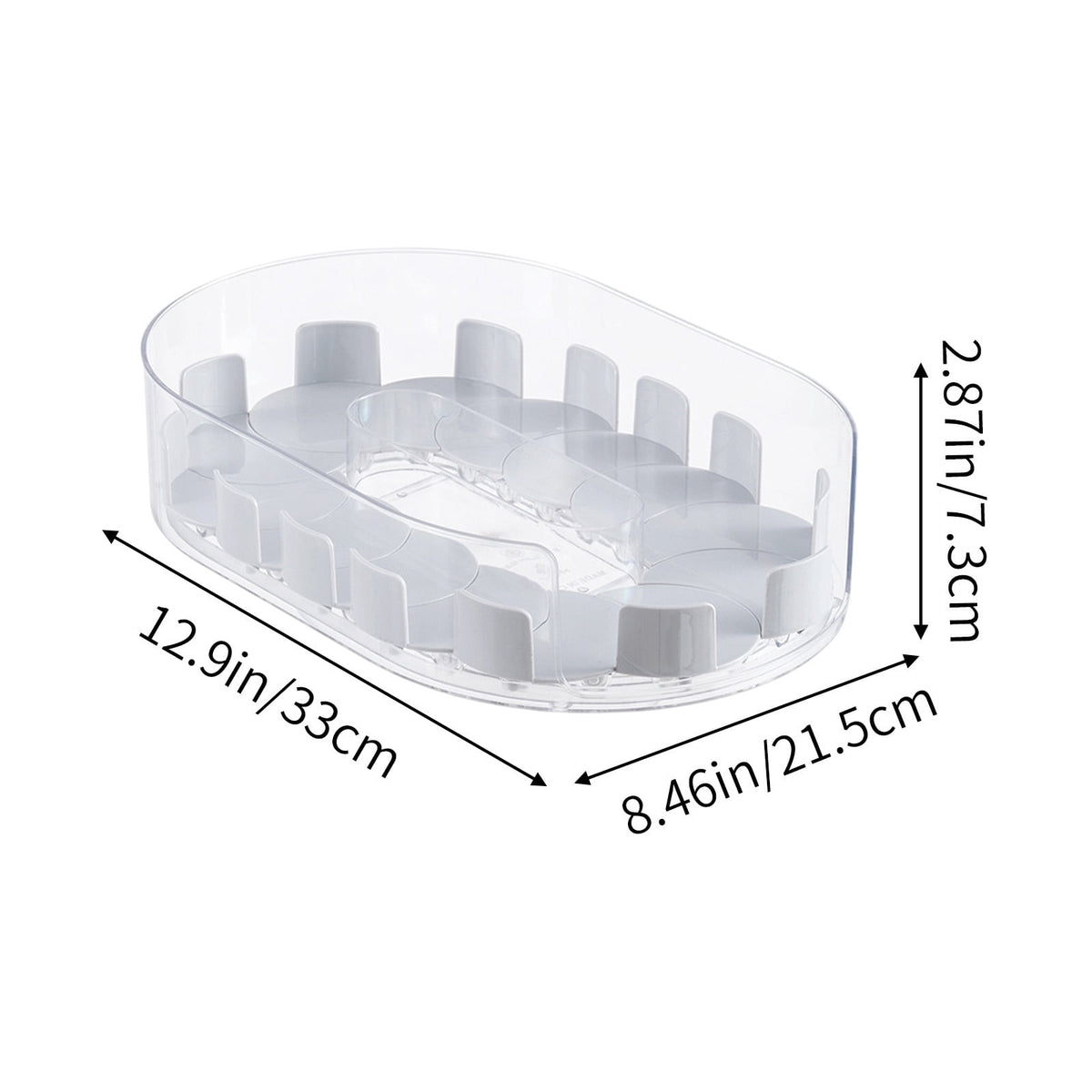 Clear Lazy Susan Turntable for Cabinets and Fridge, 12.9 x 8.46 x 2.87 Inch Rotating Tray - Image 6