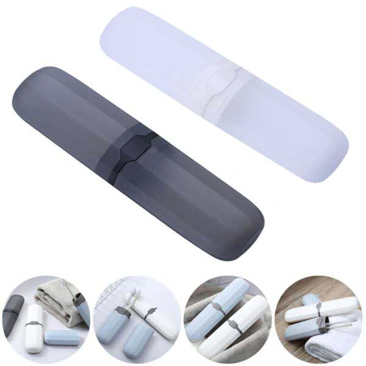 Travel Toothbrush Case with Vent Holes, Portable Plastic Holder for Toothbrush and Paste, White - Image 4
