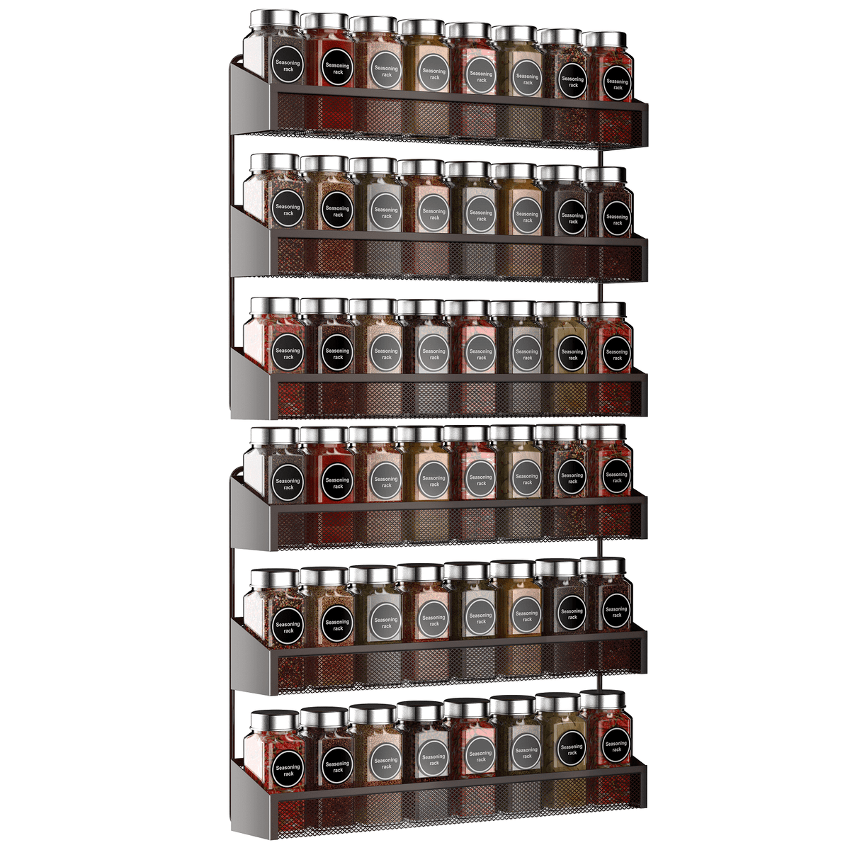 3-Tier Metal Spice Rack, 2-Pack Countertop Stand or Wall-Mounted Shelf, Bronze - Image 2