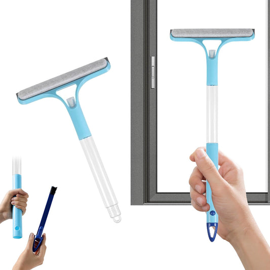 Long-Handle Window Squeegee with Sponge Scrubber, 2-in-1 Glass Cleaning Tool - Image 2