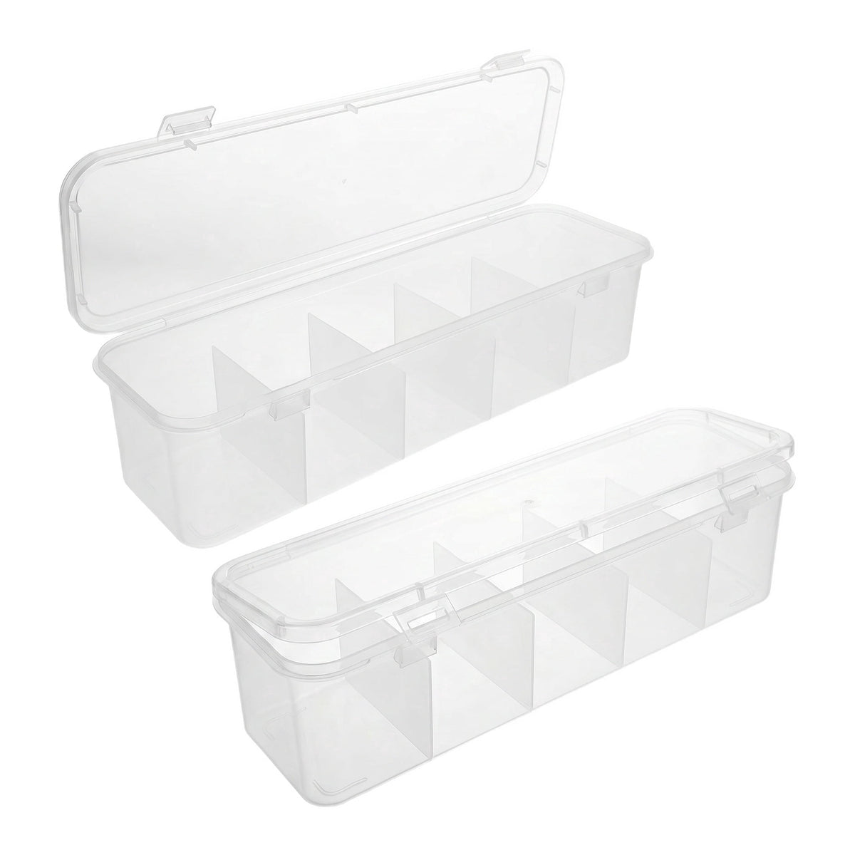 Clear Tea Bag Organizer Box with 4 Compartments, 2-Pack for Sugar Packets and Sachets