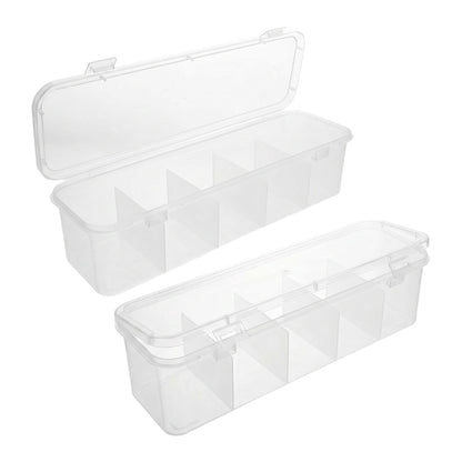 Clear Tea Bag Organizer Box with 4 Compartments, 2-Pack for Sugar Packets and Sachets