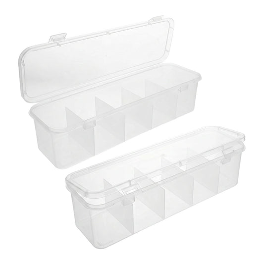 Clear Tea Bag Organizer Box with 4 Compartments, 2-Pack for Sugar Packets and Sachets