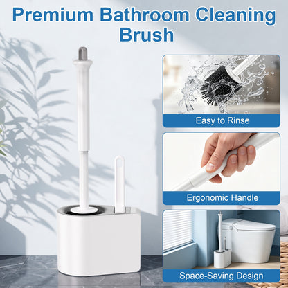 Silicone Toilet Brush and Ventilated Holder Set with Crevice Brush for Bathroom Cleaning - Image 5
