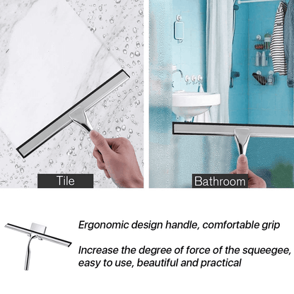 Stainless Steel Shower Squeegee, 10 Inch Blade for Glass Doors, Mirrors and Windows - Image 3