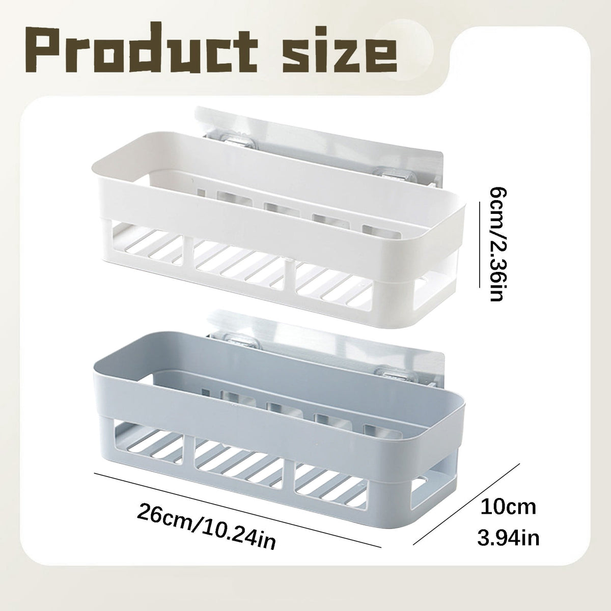 Adhesive Bathroom Shelf, 10.24 Inch No-Drill Shower Caddy with Drain Bottom, White - Image 5