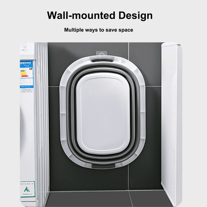 Collapsible Plastic Laundry Basket, 42 L Pop-Up Folding Wash Tub, White and Grey - Image 5