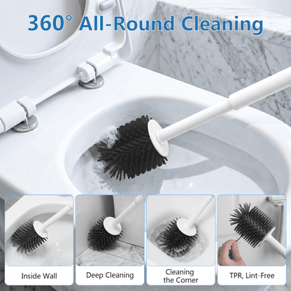Silicone Toilet Brush and Ventilated Holder Set with Crevice Brush for Bathroom Cleaning - Image 3