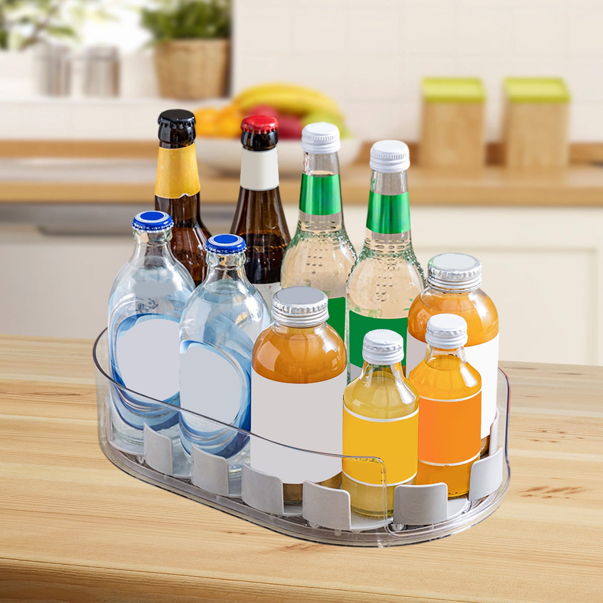 Clear Lazy Susan Turntable for Cabinets and Fridge, 12.9 x 8.46 x 2.87 Inch Rotating Tray - Image 5