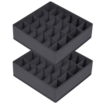 Fabric Drawer Dividers for Socks and Underwear, 2-Pack of 24-Cell Foldable Organizers