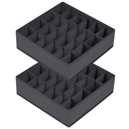 Fabric Drawer Dividers for Socks and Underwear, 2-Pack of 24-Cell Foldable Organizers