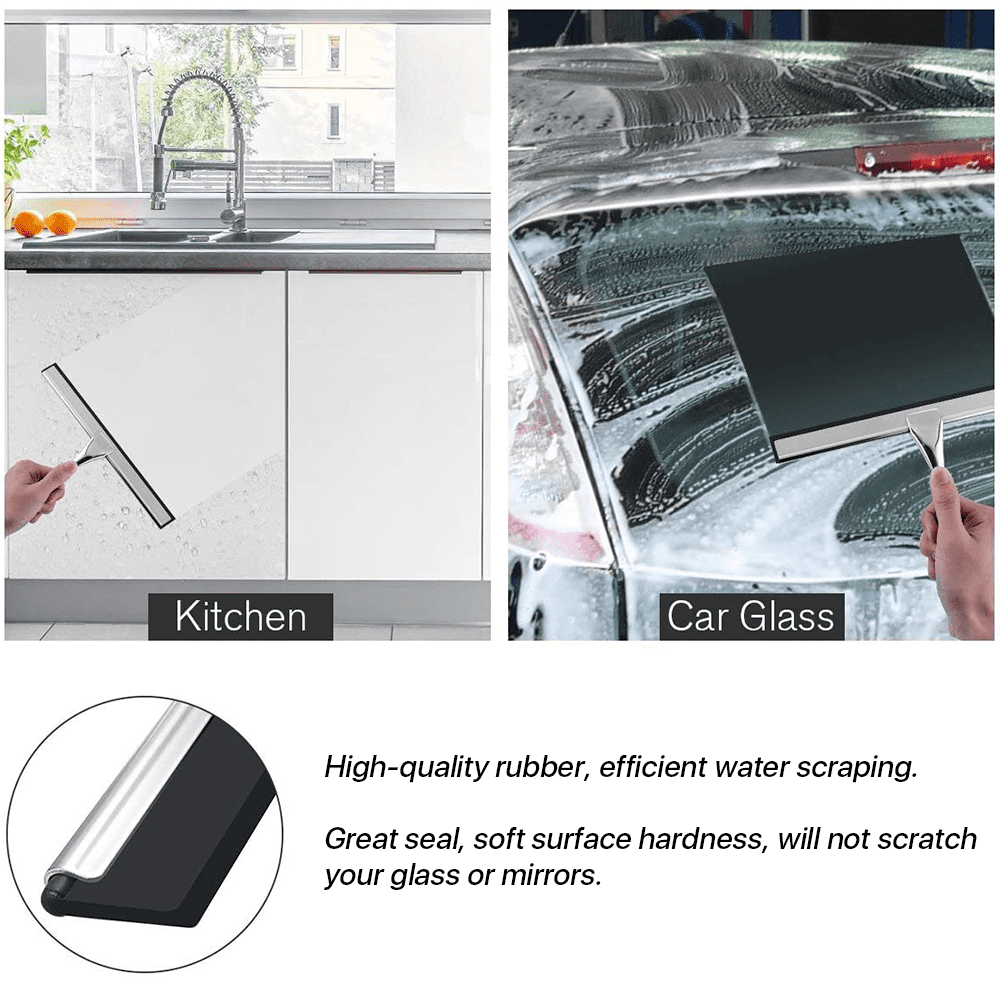 Stainless Steel Shower Squeegee, 10 Inch Blade for Glass Doors, Mirrors and Windows - Image 6
